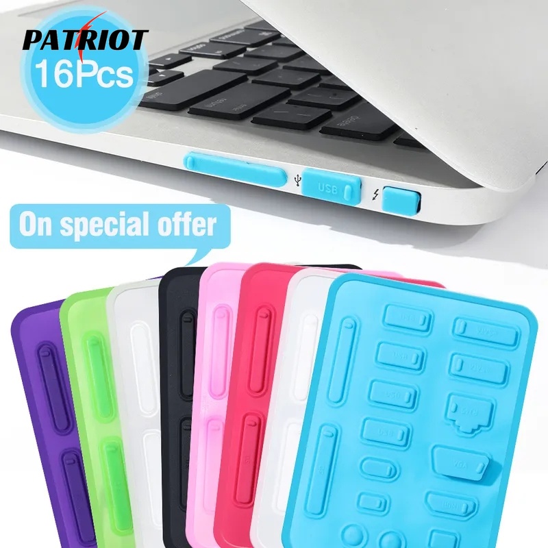 [PATRIO] 16pcs Tampa De Silicone Macia Colorida Para Laptop Anti-Pó Protetora Do Tampão USB À Prova D'água em Oferta na Shopee