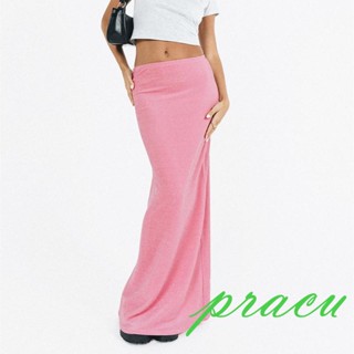 Pracu-Women High Waist Bodycon Saia Longa De Verão Sexy Maix