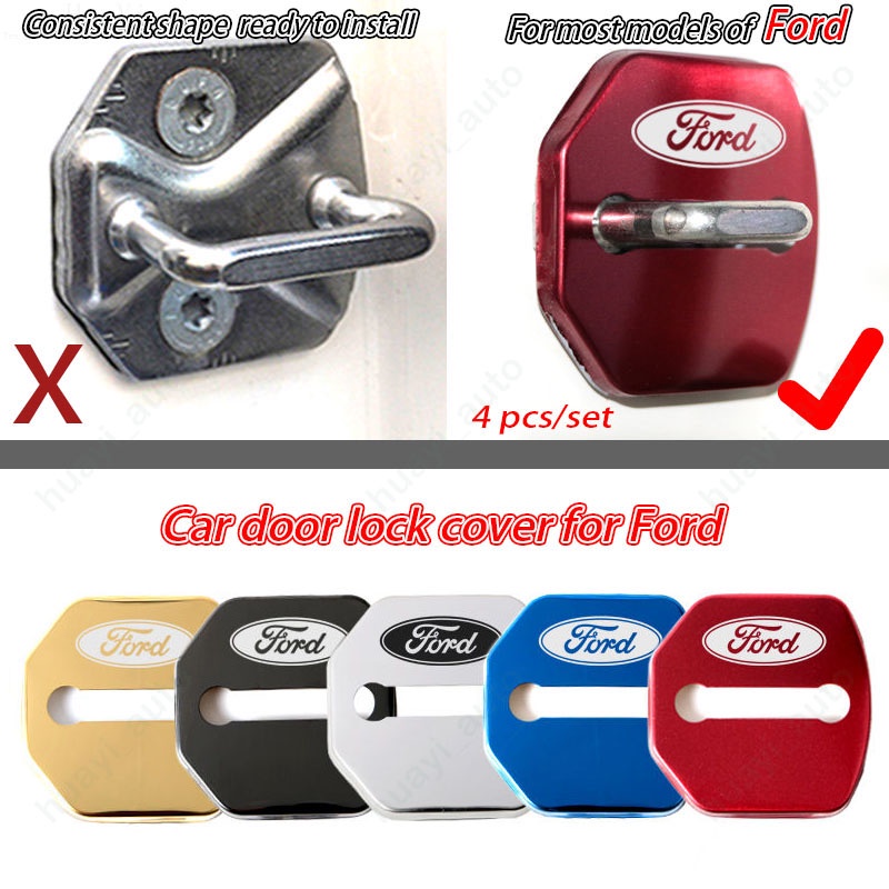 4pcs/set Tampa Da Fechadura Porta Do Carro Decoração Protetora Aço Inoxidável Para O Ford Ranger Bronco Focus Kuga Ka EcoSport Territory Transit Série F Maverick Figo Acessórios