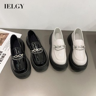 IELGY Mocassins De Sola Grossa Sapatos Femininos De Couro Pequenos Britânicos retro Fivela Metálica Estudante Fundo Macio