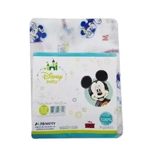 Toalha de Banho Bebê Disney Mickey Minasrey com Forro de Fralda 100% Algodão 70x90cm
