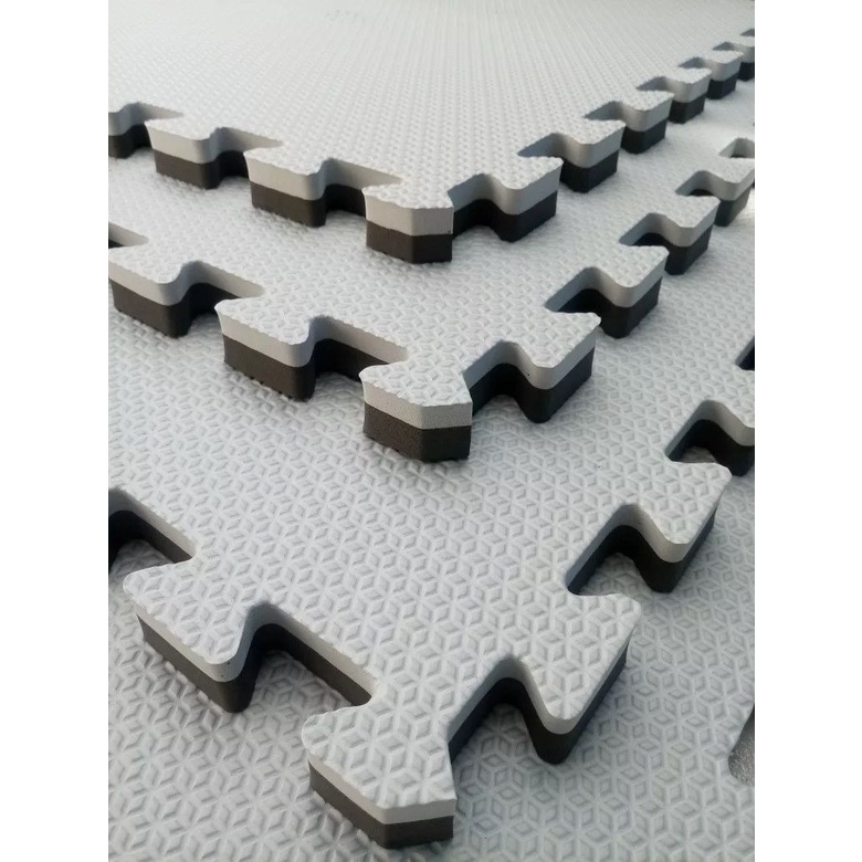 Kit 8 Tatames Tapetes EVA Dupla Face Preto e Cinza 50x50x3cm 30mm Linha Premium com Bordas em Oferta na Shopee