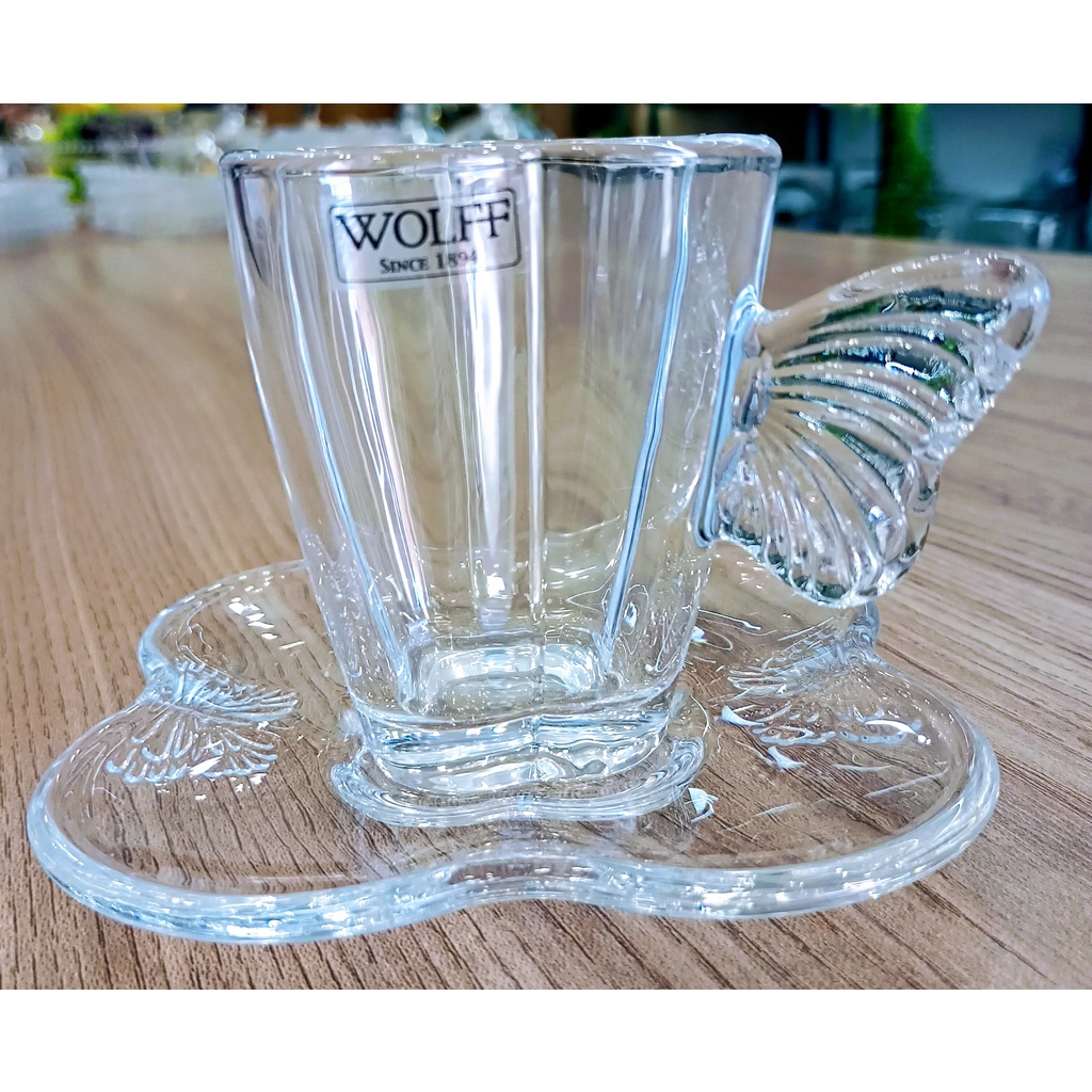 Xícara de borboleta Café de Vidro com Pires 1 und.