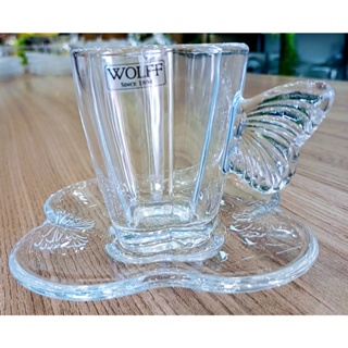 Xícara de borboleta Café de Vidro com Pires 1 und. em Oferta na Shopee