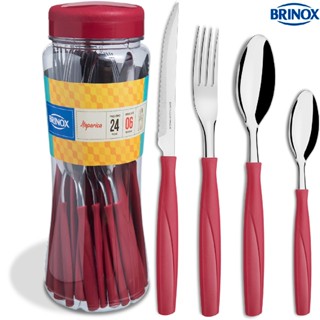 Faqueiro Brinox Itaparica Vermelho C/ 24 Peças Inox