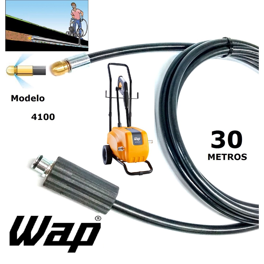 Mangueira desentupidora de tubulação WAP - 30 Metros - Wap 4100