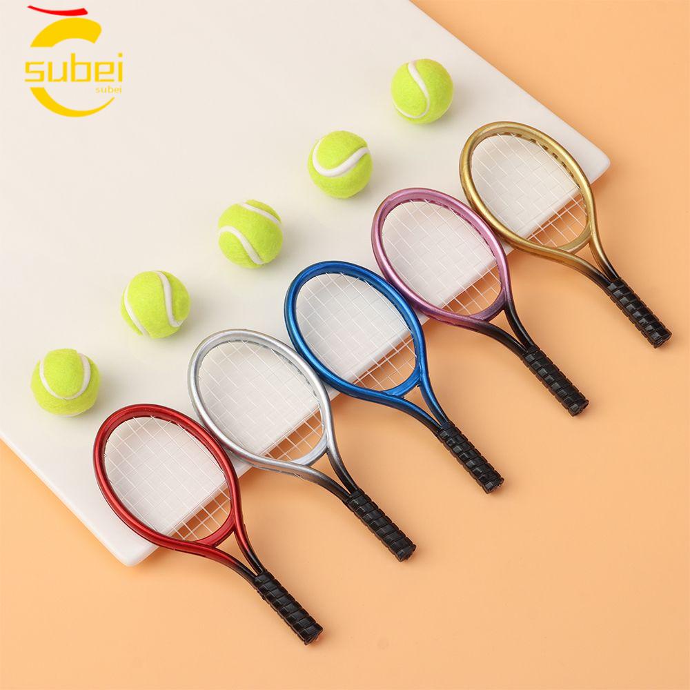 SUBEI 1 Conjunto Miniatura De Raquete De Tênis De Boneca De Plástico Acessório Mini & Bola em Oferta na Shopee