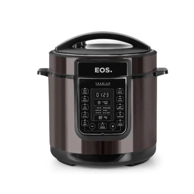 Panela De Pressão Elétrica 6l Digital Inox Titanium - Eos Arroz Carnes na panela de pressão Praticidade Seguro Cozinha Receitas fit Feijão Macarrão Esterilizar Mamadeiras Chupetas Panela Multiuso