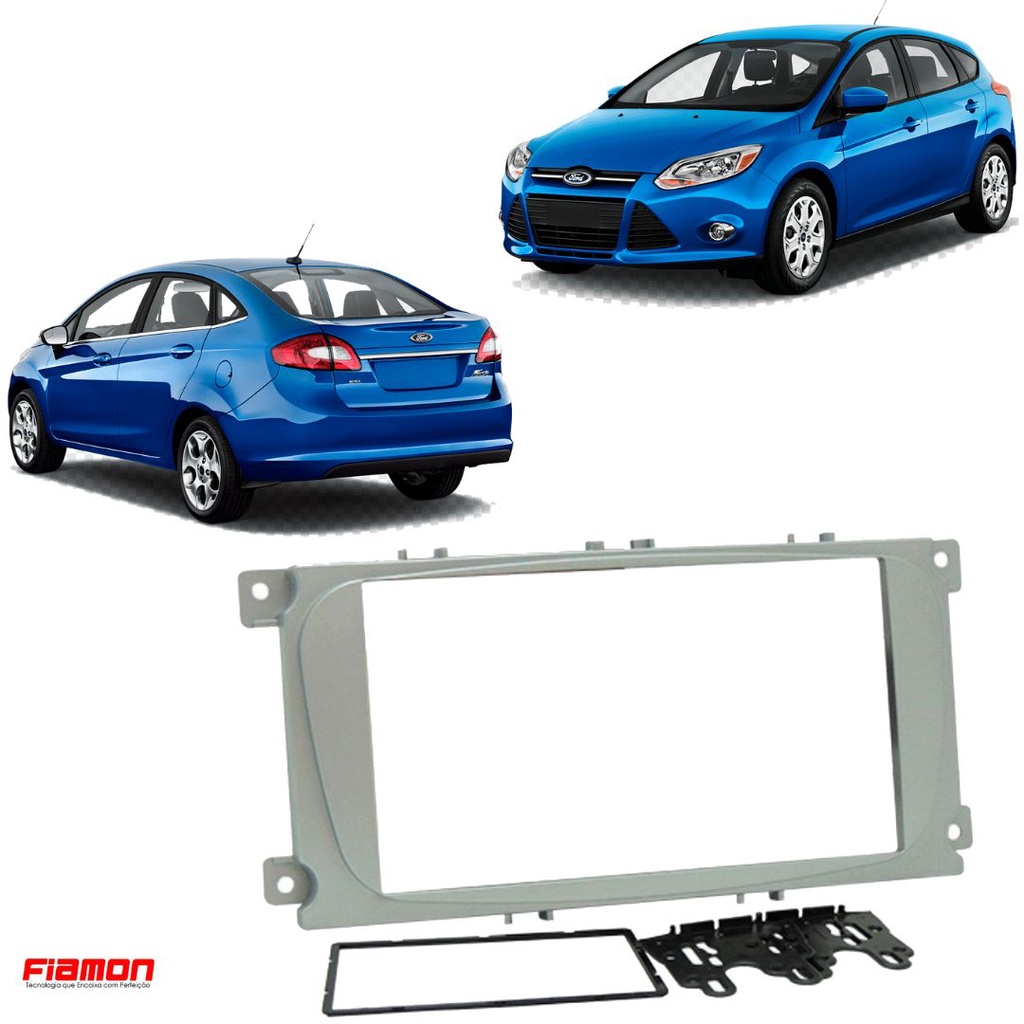 Moldura 2 Din Fiamon Ford Focus 2009 A 2013 Prata