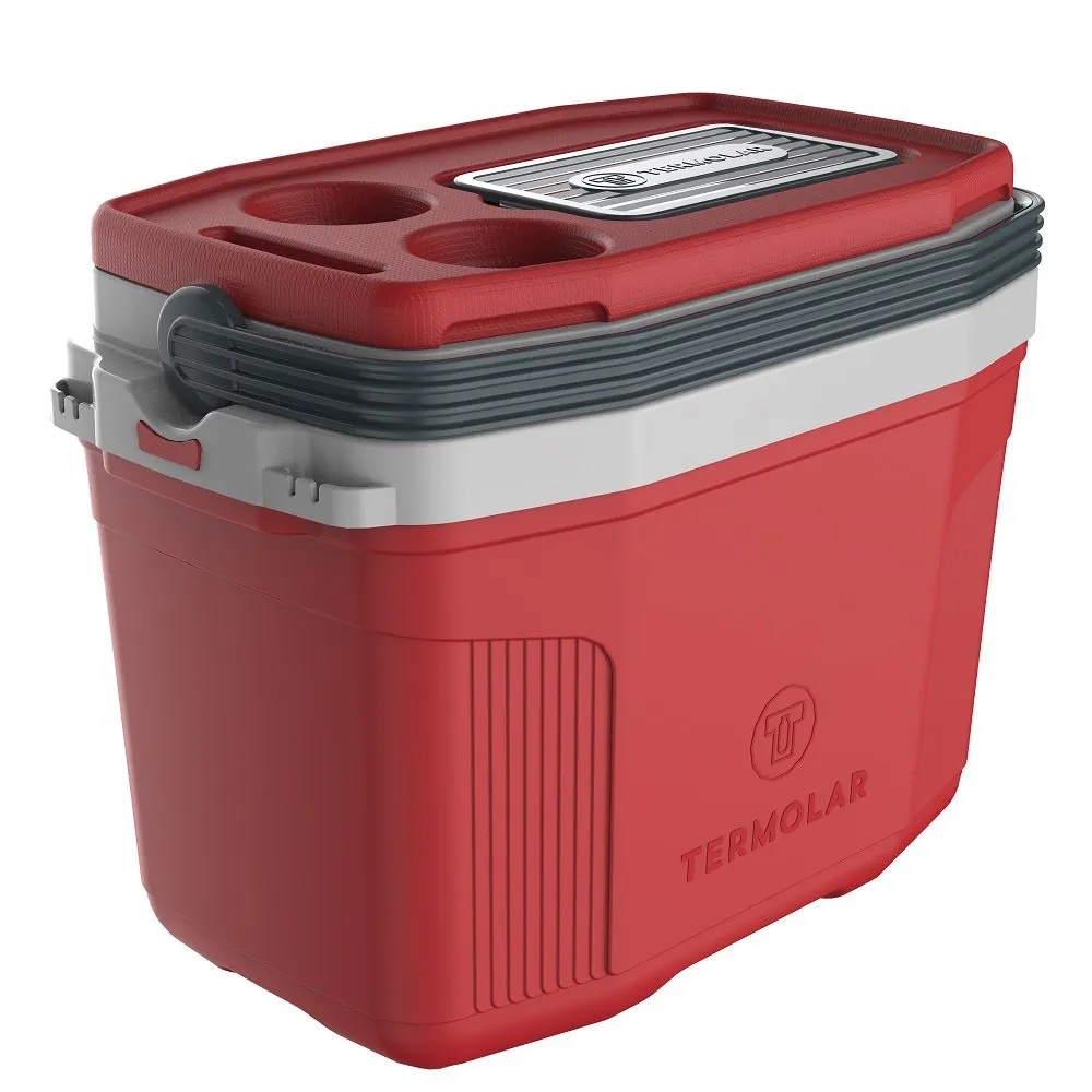 Caixa Térmica Cooler 20 Litros Vermelho Cabe 26 Latas Termolar em Oferta na Shopee