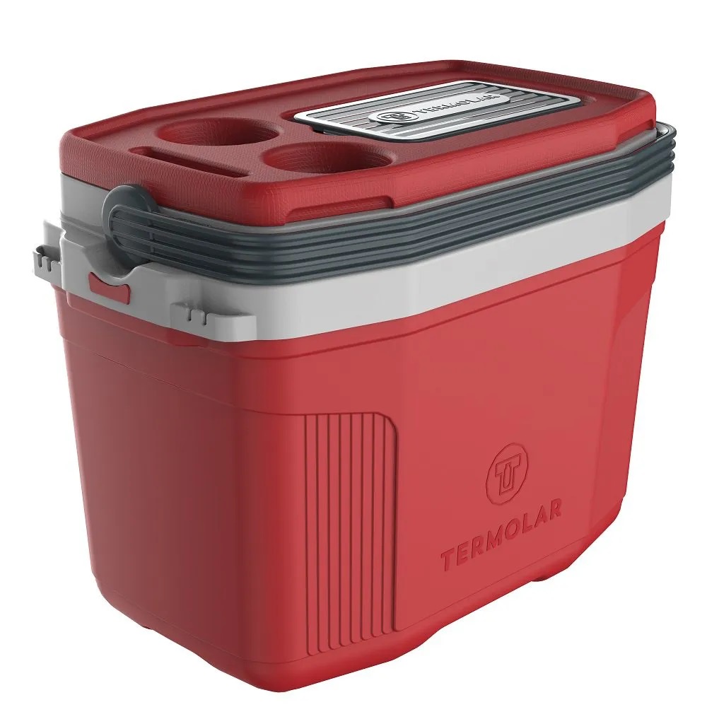 Caixa Térmica Cooler 20 Litros Vermelho Cabe 26 Latas Termolar