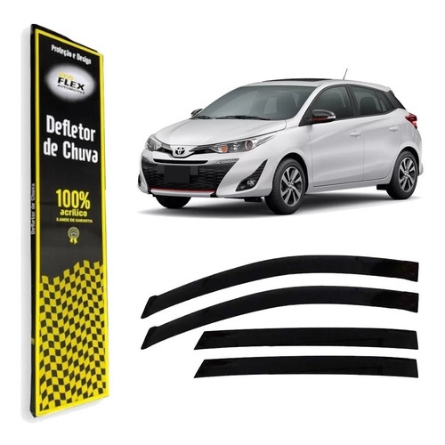 Calha de Chuva Defletor Slim Toyota Yaris Hatch 2018 a 2024 4 Portas Ecoflex