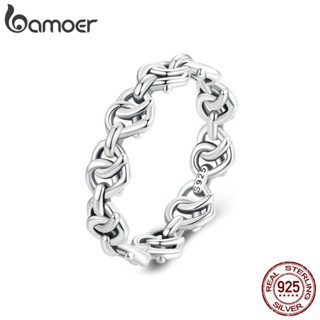 BAMOER 925 Prata Sterling Em Forma De Coração Anel Corrente Retro Estilo Joalheria Presentes Para Mulheres