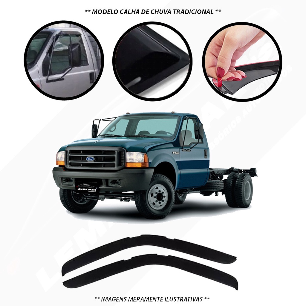 Calha De Chuva Defletor Ford Caminhão F4000  F350 2 Portas Fume Tiger FD9494