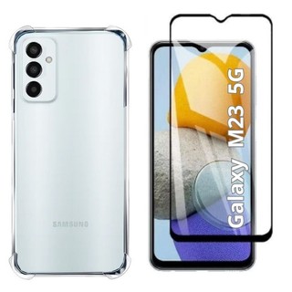 Kit 2 em 1 Capa TPU Anti Impacto + Película Vidro 3D Full Cover Compatível Galaxy M23 5G