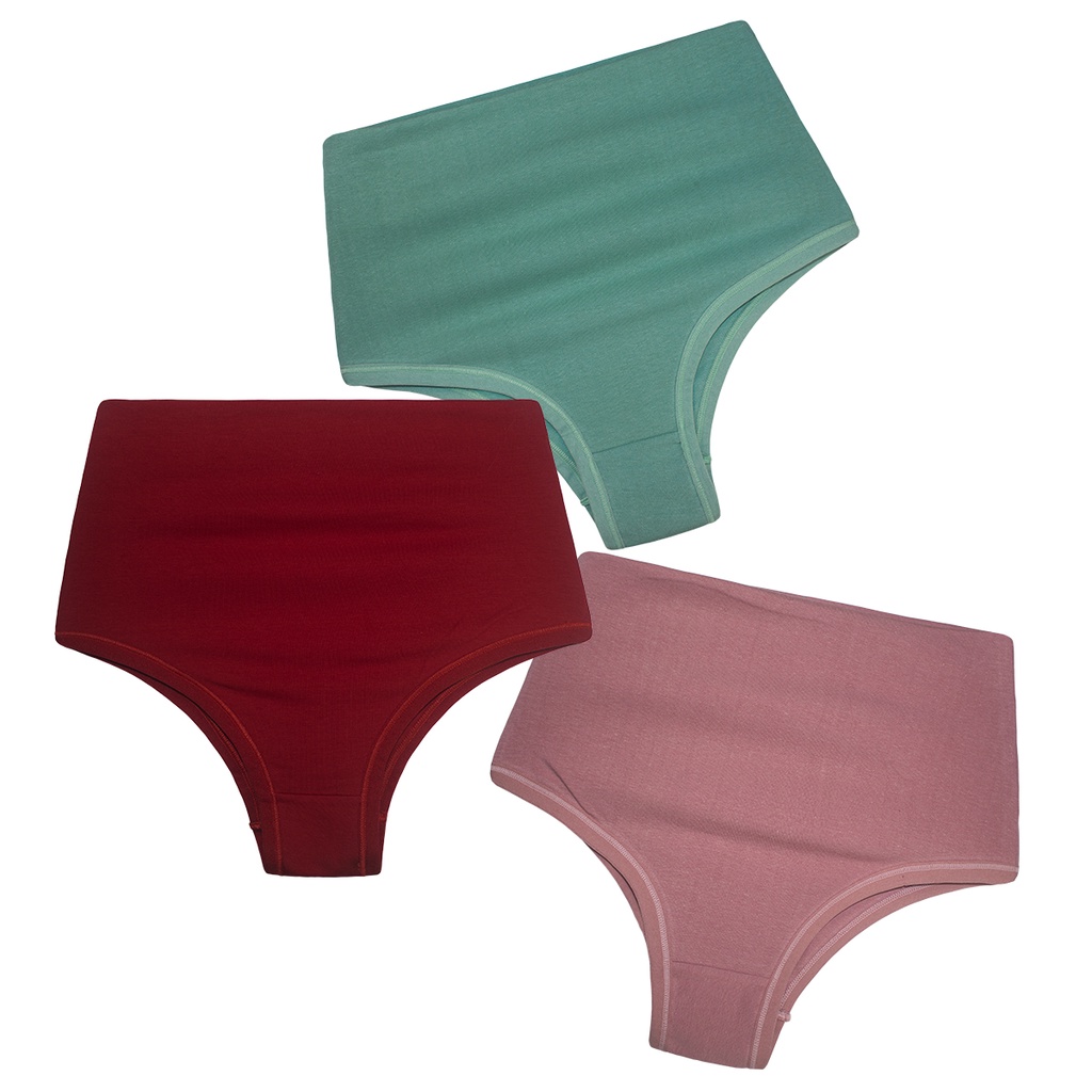 Kit 3 Calcinha Cos Alto Lingerie Algodão Confort Média Compressão Empório Da Roupa em Oferta na Shopee