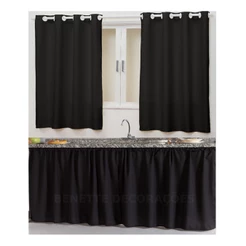 Kit Cortinas De Cozinha Janela Pia Balcão Tecido Liso