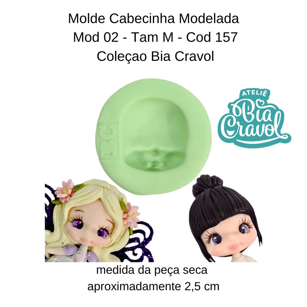Molde de Silicone Cabecinha Modelada - Mod 02 - Tam M - Bia Cravol