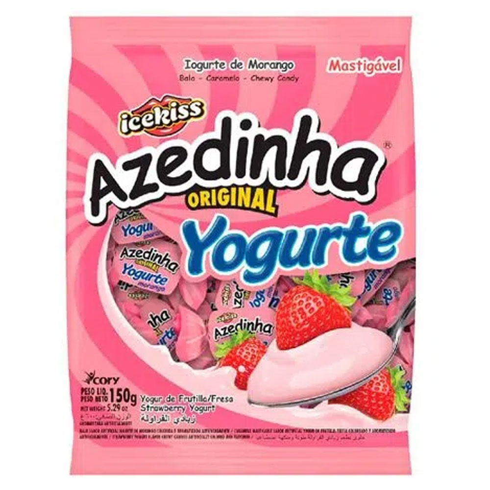 Bala Mastigável Azedinha Yogurte de Morango 500g - Ice Kiss