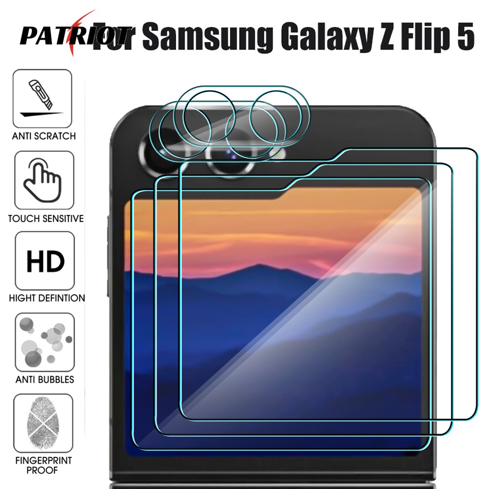 Película Protetora Anti-Riscos Transparente/Compatível Com Samsung Galaxy Z Flip 5/De Vidro Temperado/Proteção HD Para Smartphone/Protetor De Lente De Câmera De Tela Externa