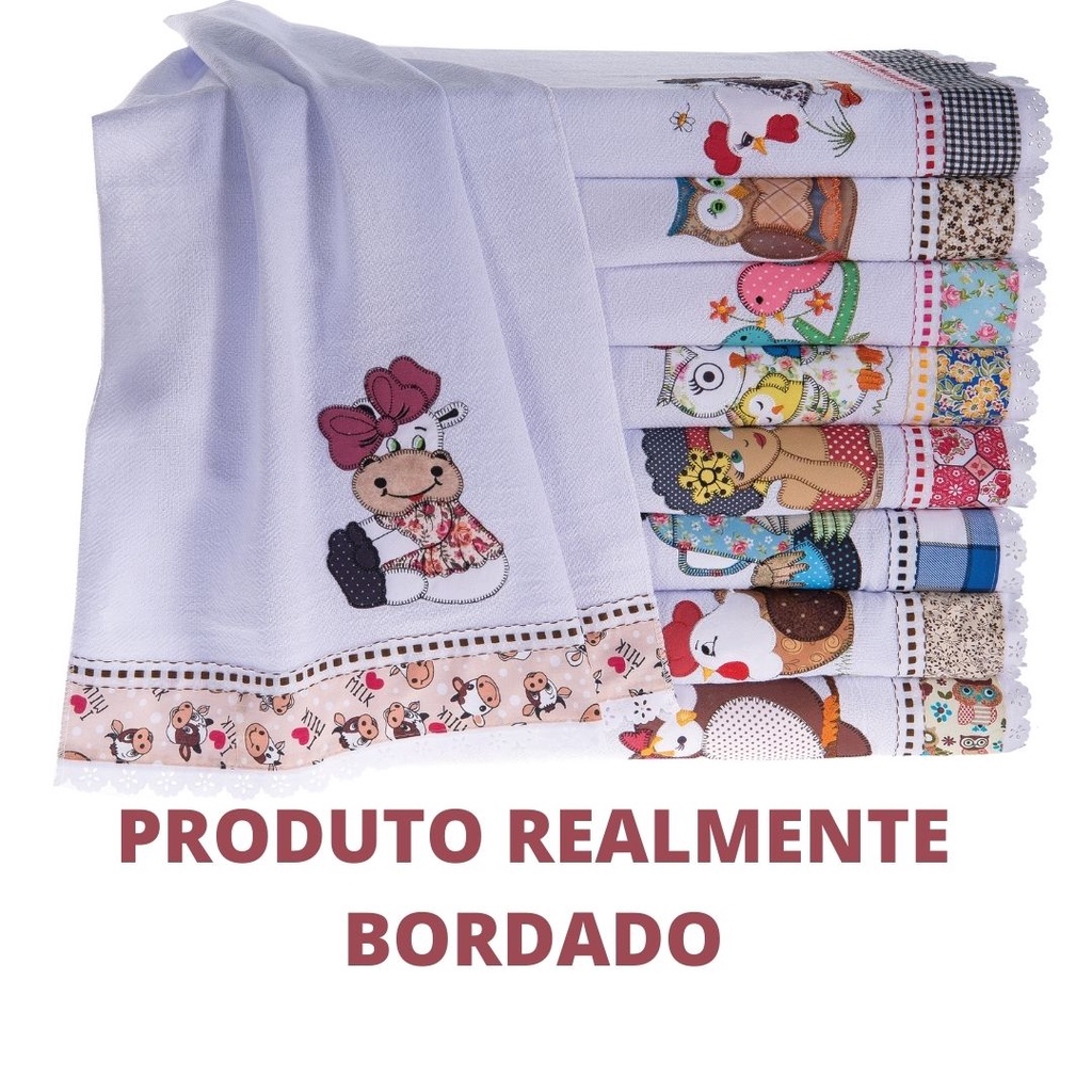 Pano de Prato Guardanapo Bordado Patchwork Pé de Galinha Kit 100% Algodão · foto 2