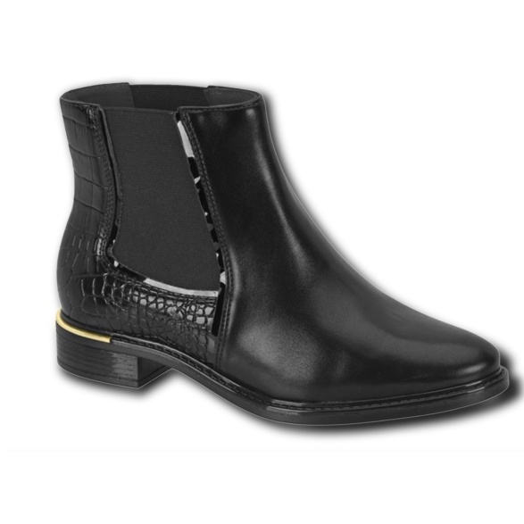Bota Feminina Coturno Vizzano Cano Curto Elástico Chelsea Baixa Montaria Rasteira Confortável Calce Fácil Casual