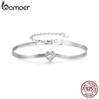 BAMOER 925 Sterling Silver Love Heart Bracelet Design Simples Jóias De Moda Presentes Para Mulheres em Oferta na Shopee
