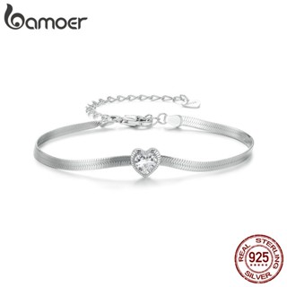 BAMOER 925 Sterling Silver Love Heart Bracelet Design Simples Jóias De Moda Presentes Para Mulheres
