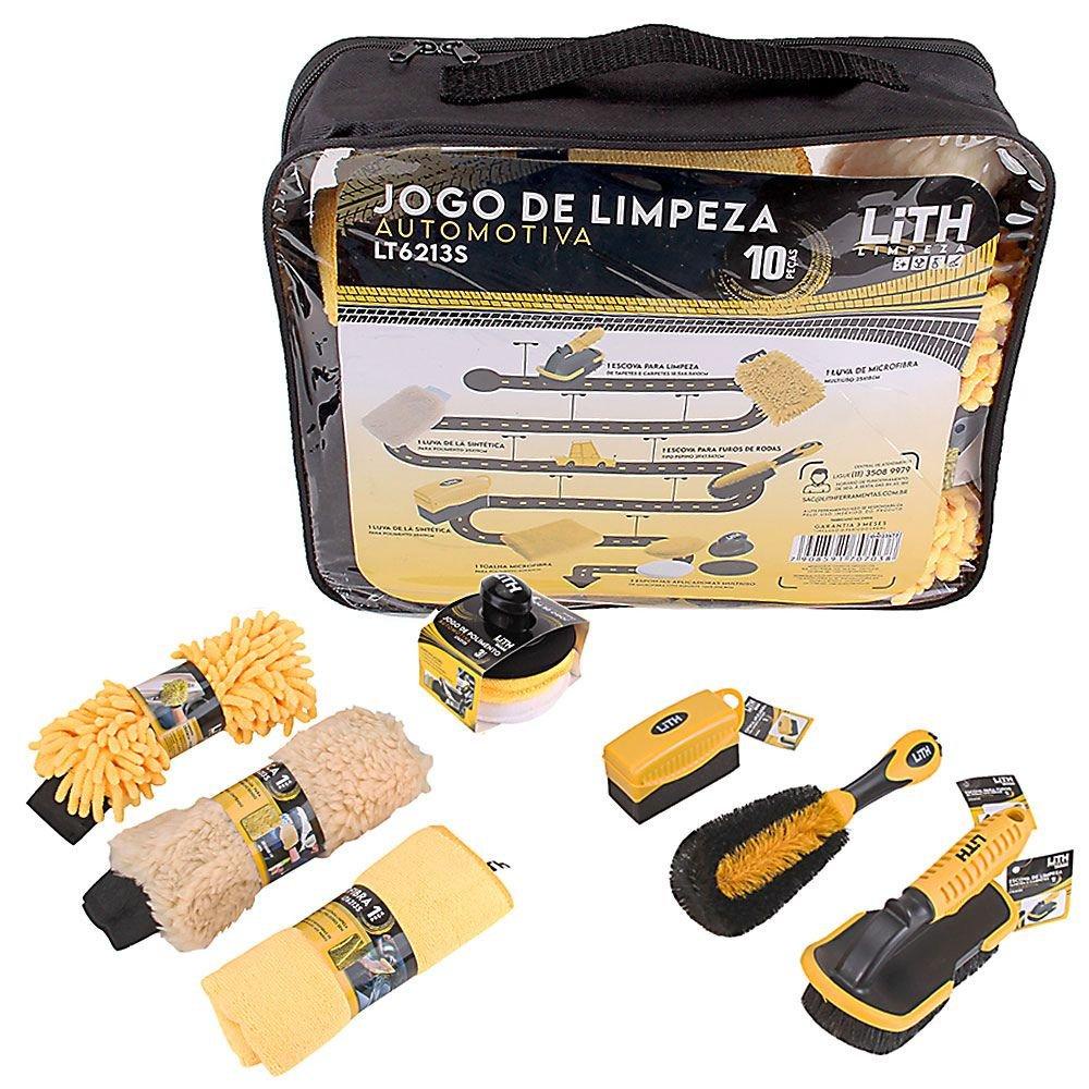 Jogo de Limpeza Estética Automotiva Multiuso com 10 Peças Microfibra Nylon - Lith em Oferta na Shopee