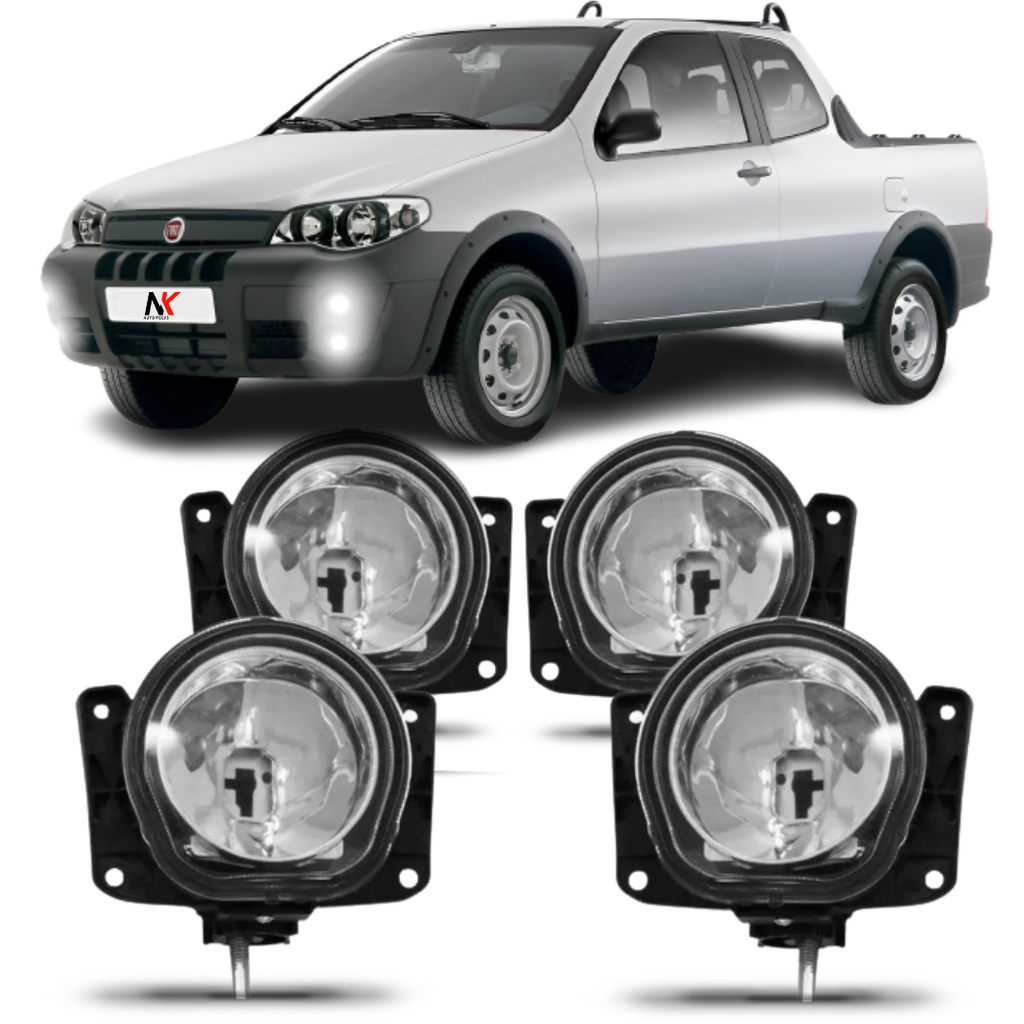 Jogo Farol Milha Fiat Strada 2005 2006 2007 2008 2009 2010 2011 2012 Farol Auxiliar em Oferta na Shopee
