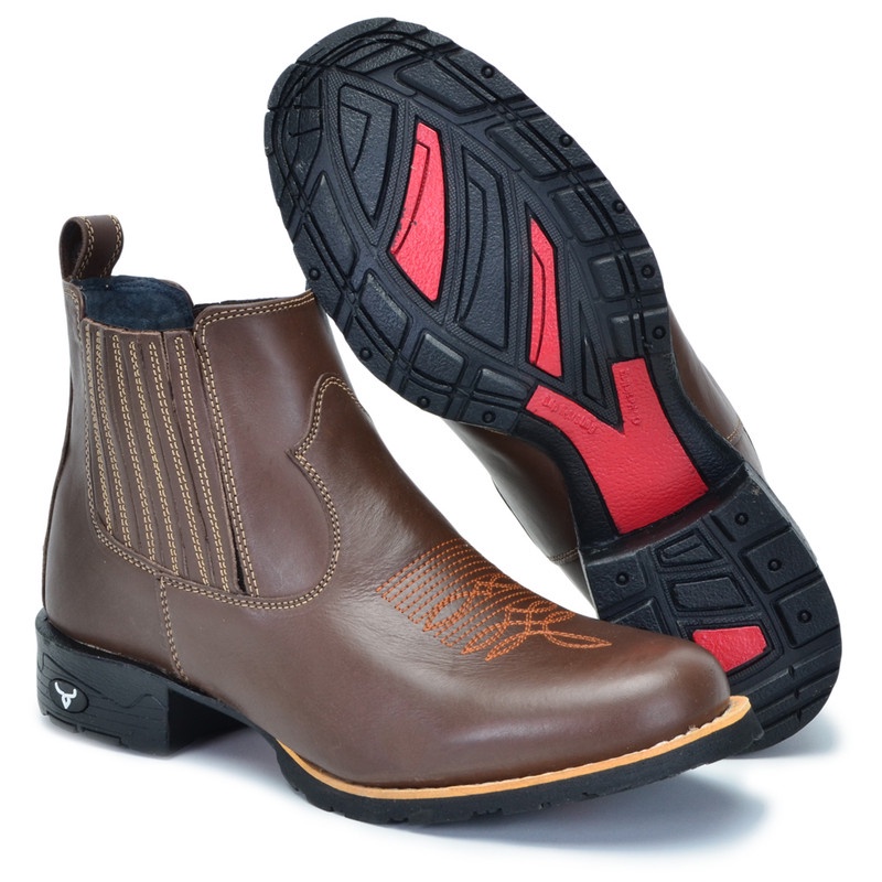 Botina Masculina Bico Redondo Cano Curto Brete Boots Bota Country