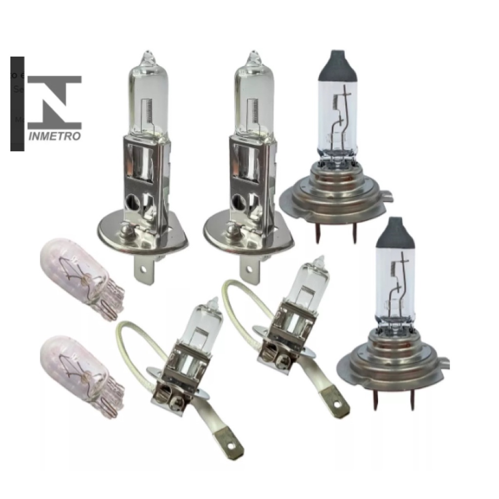 Kit Lampada Farol e Alto Baixo Milha Foco Duplo H1 H3 H7 T10