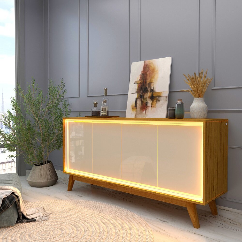 Buffet com LED Requinte 160 Naturale Off White - Gelius