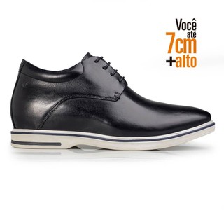 Sapato de couro legitimo Rafarillo Vogue Alth aumenta altura você mais alto +7cm