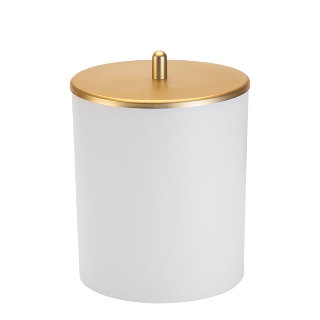 Lixeira Cozinha Banheiro Escritório Branco e Dourado com Tampa Plástico Resistente 5 Litros - Home & Living