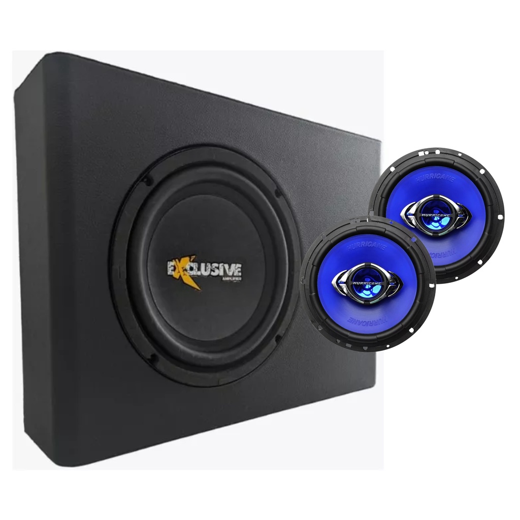 Kit Caixa Amplificada Slim Exclusive 200wrms Com Falante CM6