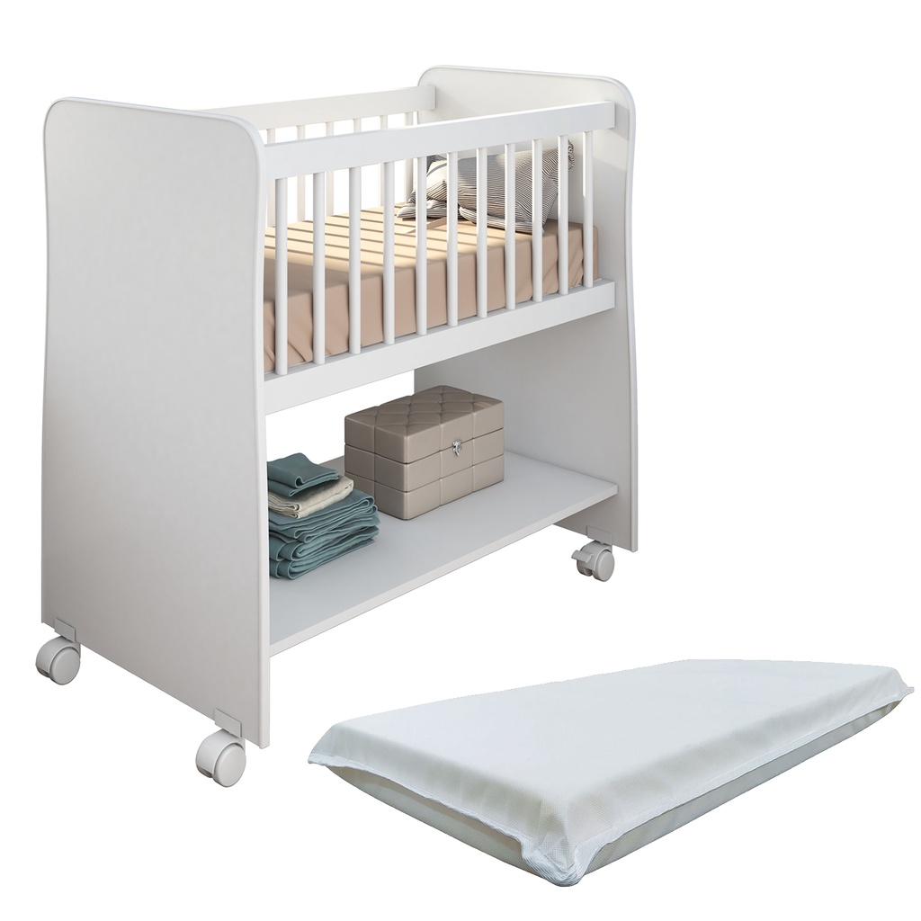 Mini Berço Moises Com Colchão Lateral Rubi de Bebe Branco em Oferta na Shopee
