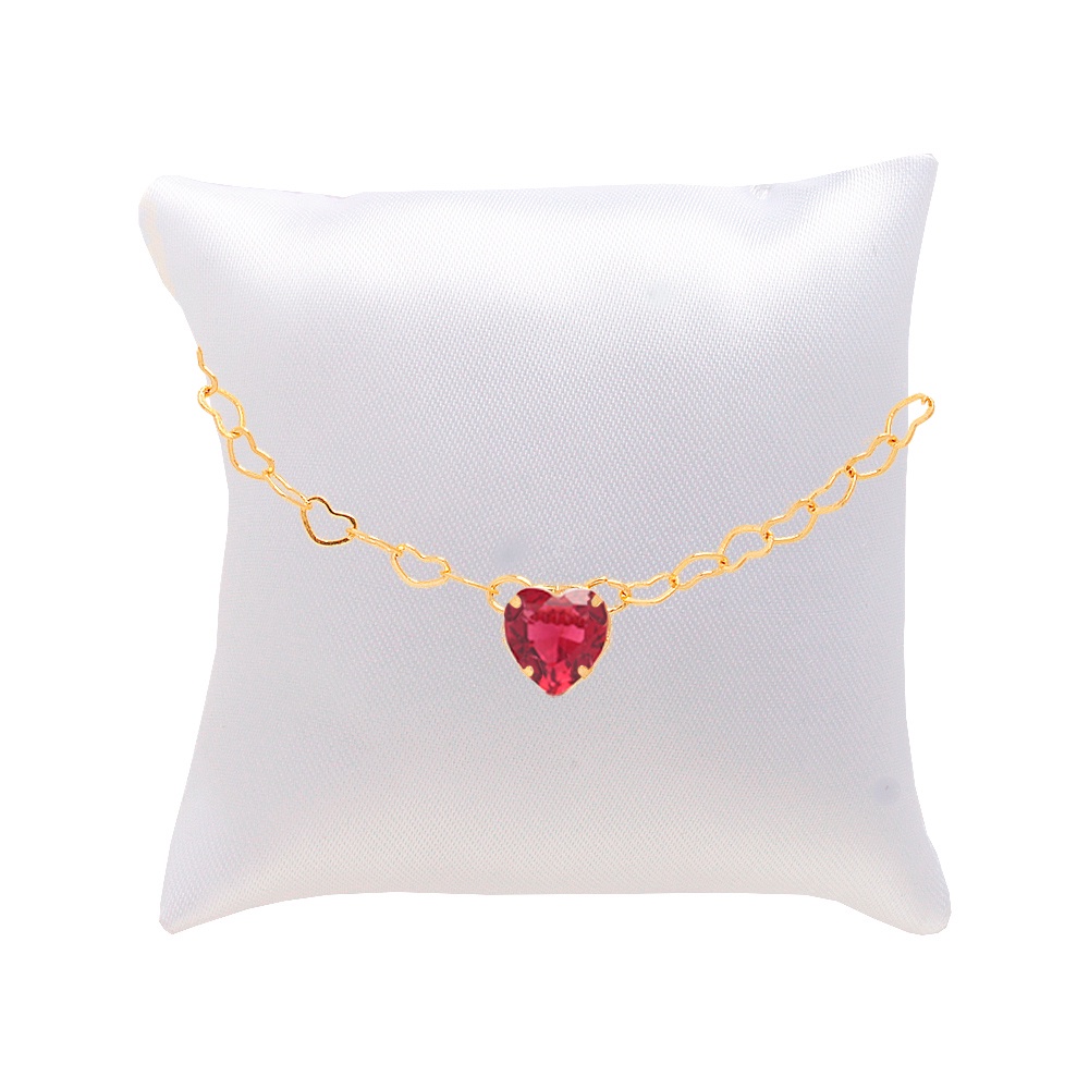 Pulseira Madrinha Pedra Pink Folheada + Almofadinha