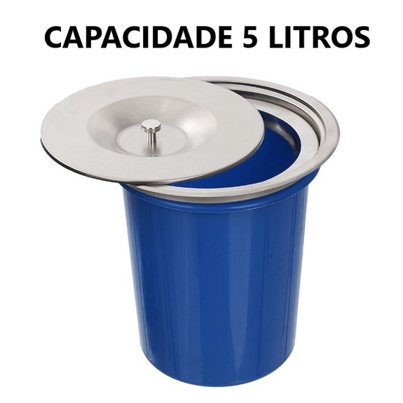 Lixeira De Embutir Para Pia Bancada 5 Litros Aço Inox 304