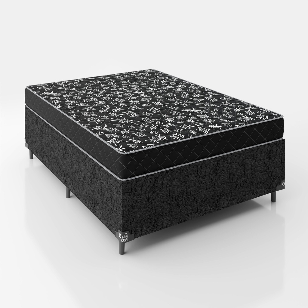 Cama Box Viúva + Colchão D20 - Suede Preto