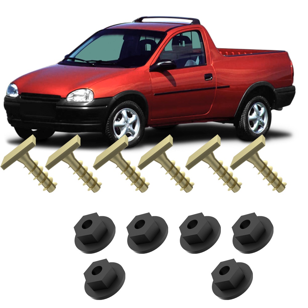 Kit Parafuso Porca Para Moldura Paralama Dianteiro Corsa Pickup 96 97 98 99 2000 2001 2002 2003