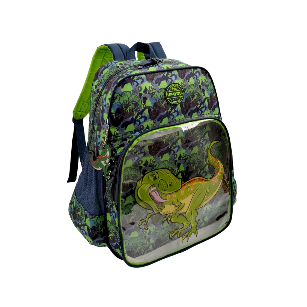 Mochila Costas Escolar Creche Passeio Infantil Juvenil Dinossauro e Astronauta Alça Reforçada Resistente Up4you Luxcel