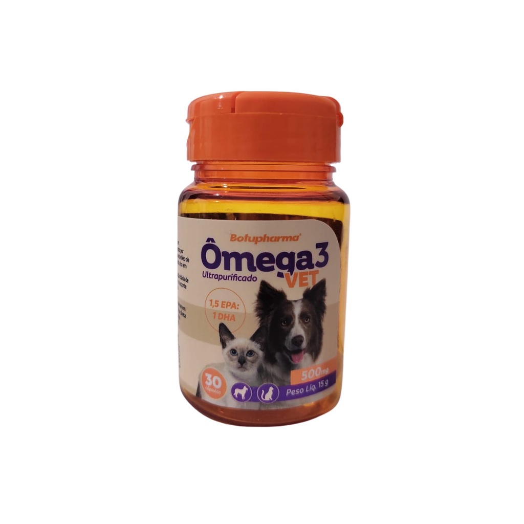 Ômega 3 Vet 500mg para Cães e Gatos Botupharma 30 cápsulas