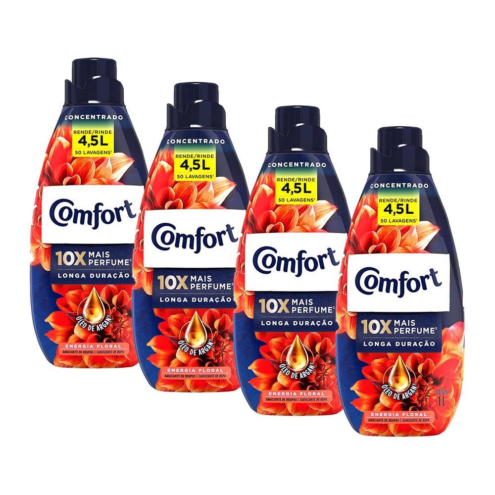 Kit 4 Amaciantes Concentrados Comfort Energia Floral 1L em Oferta na Shopee