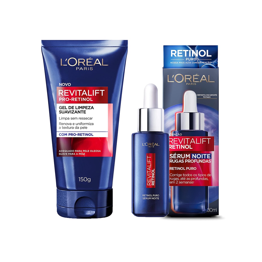Kit Retinol Revitalift Loréal Paris Gel de Limpeza + Sérum Noite - Beauty