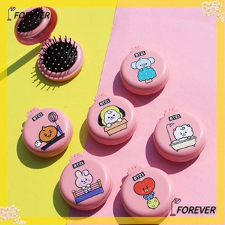 De Material De ABS Criativo Design Portátil Estudante Dos Desenhos Animados Imagem Para Crianças Meninas BTS BT21 Pente Espelho De Maquiagem
