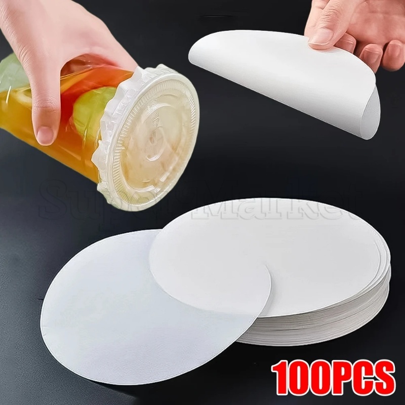 100 Folhas Descartáveis Filmes De Papel Redondos À Prova De Vazamentos De Vedação Copo Chá Almofadas De Café Junta De Leite Vazamento Filtros De Garrafas Papéis Filtrantes