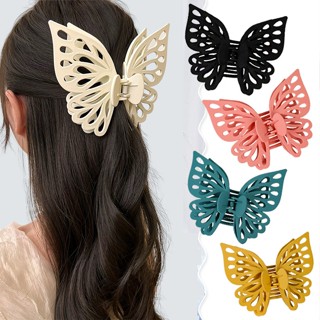 Grampo De Cabelo Coreano De Plástico Grande Borboleta Oco Doce Garotas Feminino Acessórios
