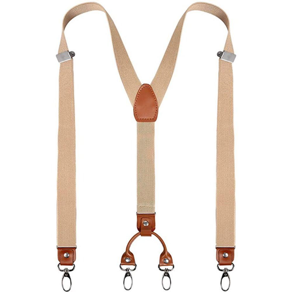 Suspensórios De Couro De Vaca , 4 Ganchos , 2.5 Cm De Largura Elásticos Casuais De Casamento — imagem 2 de 2