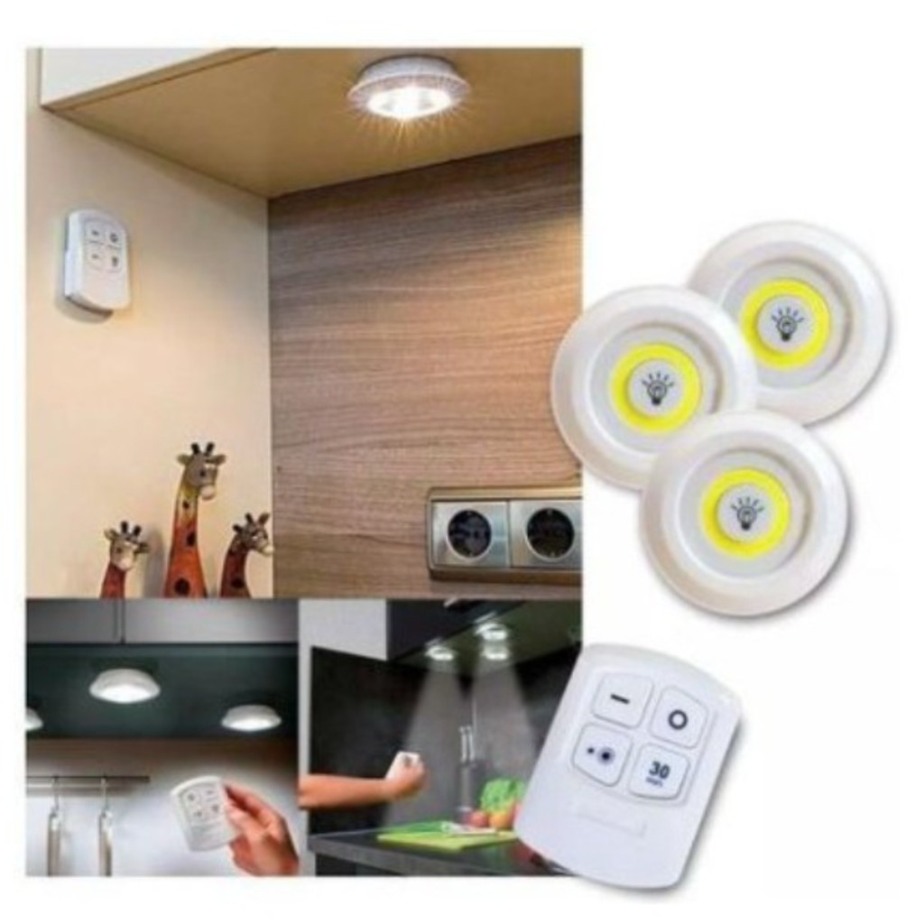 Luminária de LED kit com 3 Lâmpadas e Controle Remoto Luz de Led para casa quarto sala cozinha em Oferta na Shopee